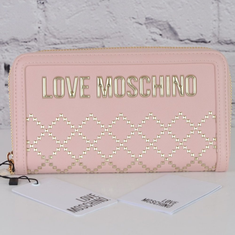 LOVE MOSCHINO Studded Rosa Zippered Continental Wallet